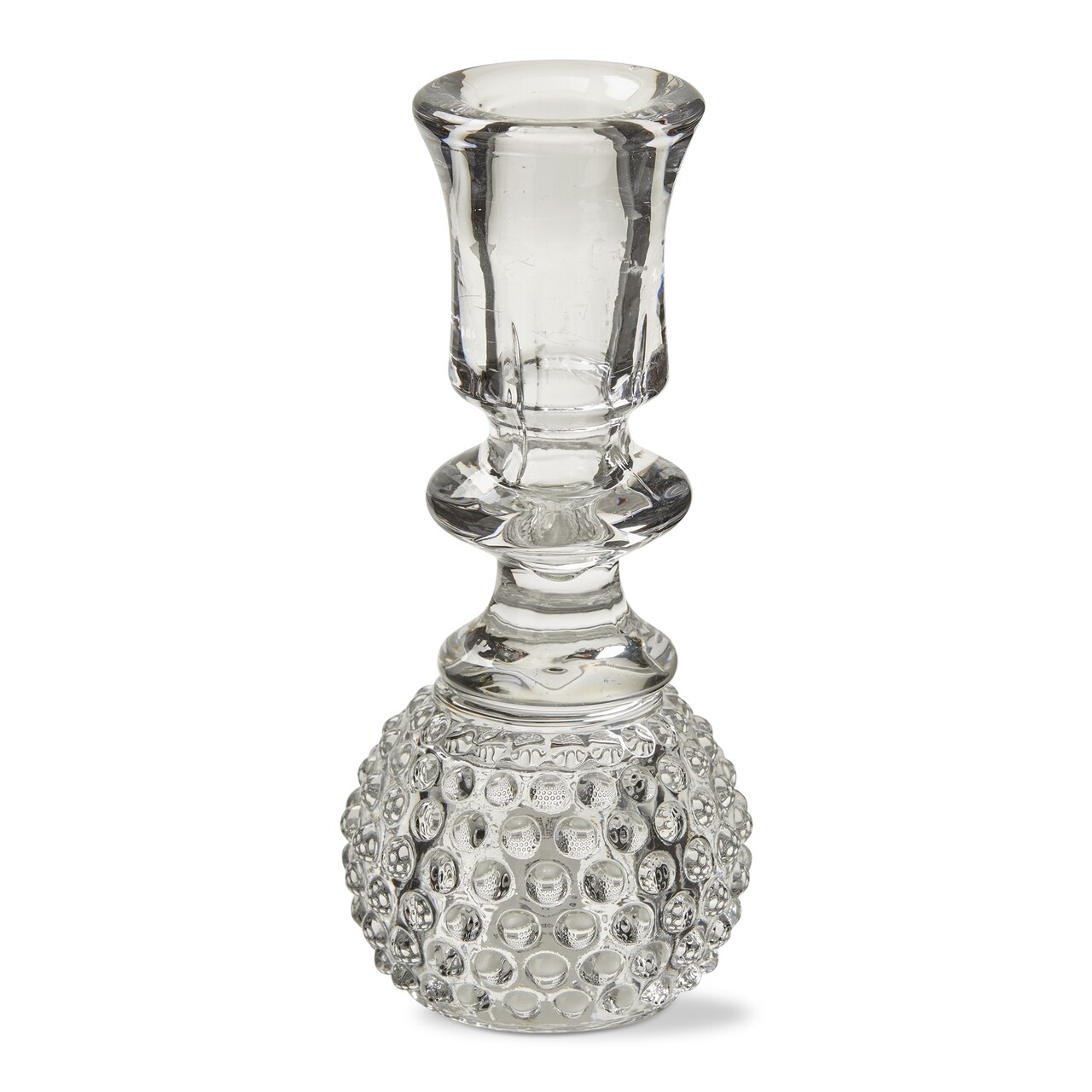 Hobnail Glass Tealight & Taper Candle Holder - 7" H, Clear, Perfect for Christmas Decor, Easy to Clean